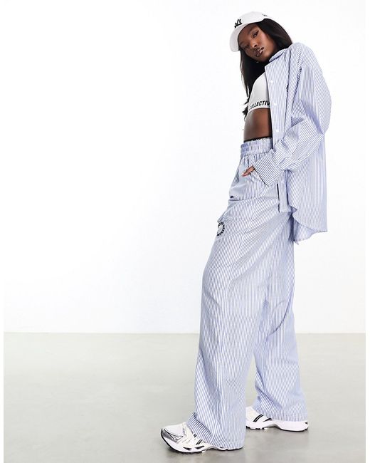ASOS Weekend Collective wide leg striped pants and white part of a set