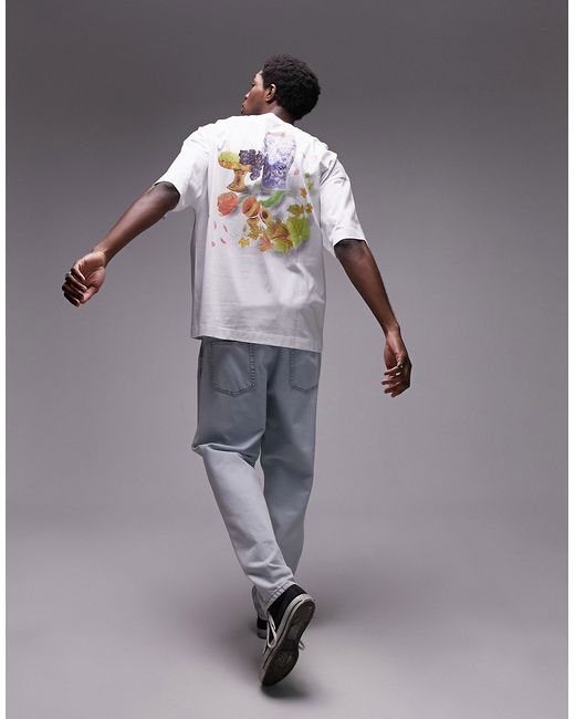 Topman extreme oversized fit t-shirt with front and back floral fruit print