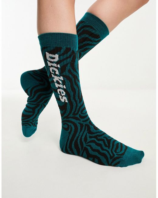 Dickies clackamas socks teal and black zebra print-
