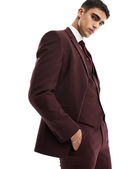 Asos Design slim suit jacket burgundy-