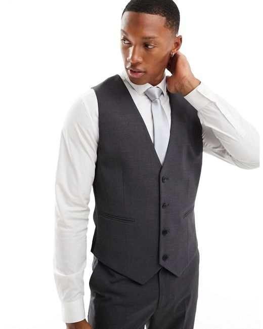 Asos Design skinny suit vest charcoal-