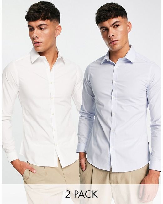 French Connection formal 2 pack shirts white and