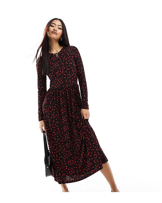 Jdy exclusive midi dress and red ditsy floral