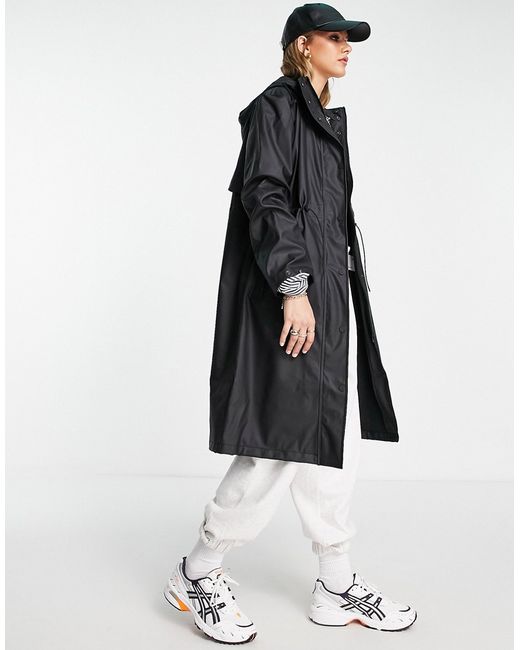 Selected Femme longline raincoat with toggle waist