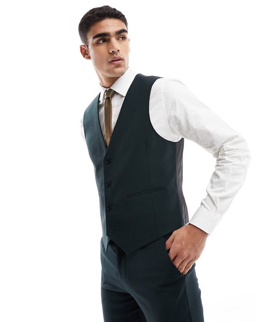 Asos Design slim suit vest dark