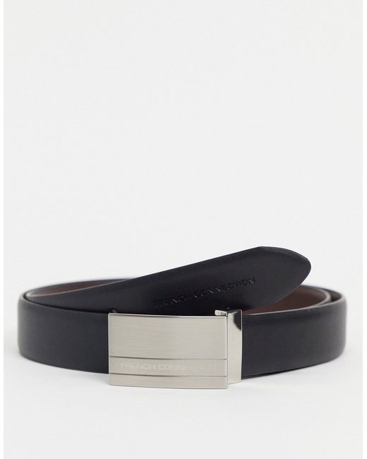 French Connection rectangle reversible belt and brown