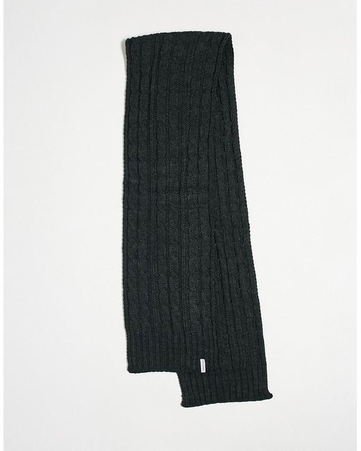 Farah logo cable knit scarf charcoal-