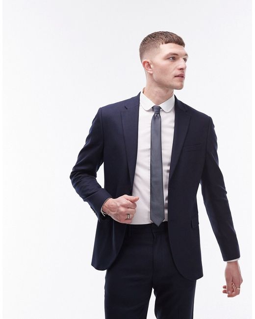 Topman skinny textured suit jacket