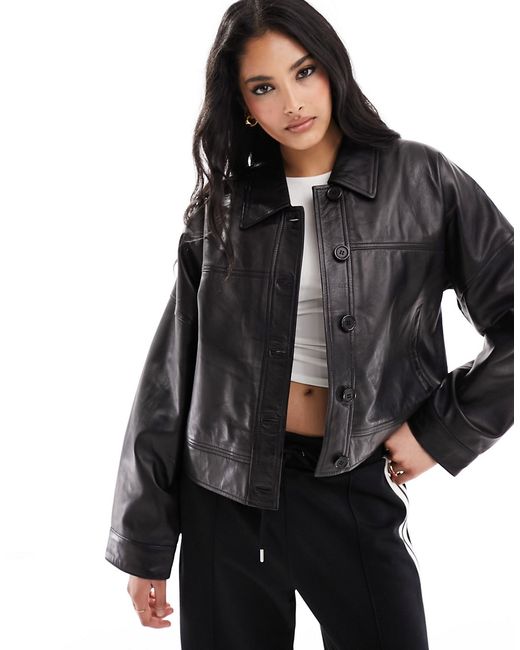 Muubaa minimal leather bomber jacket