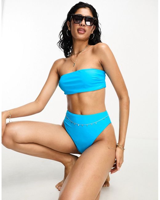 Asos Design mix and match sleek bandeau bikini top bright