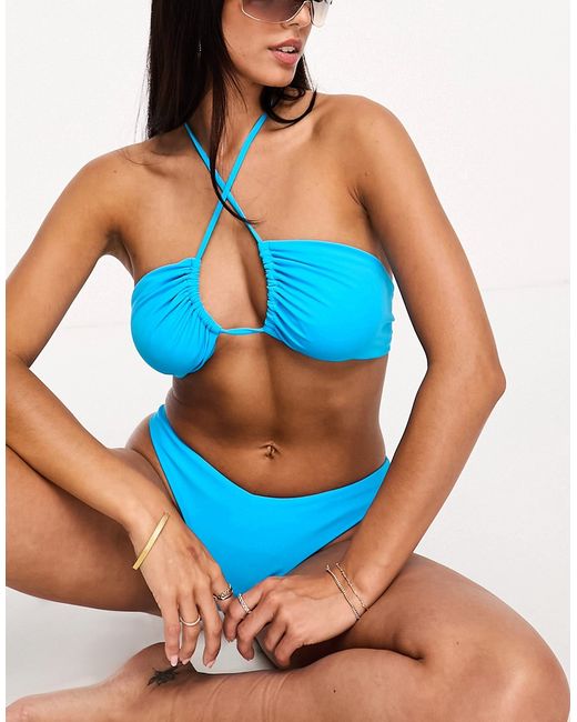 Asos Design mix and match wrap around bikini top bright