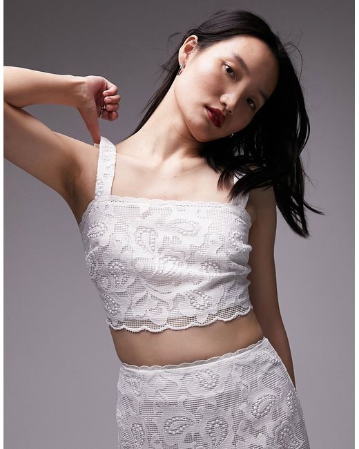 TopShop lace detail cropped top ivory part of a set-