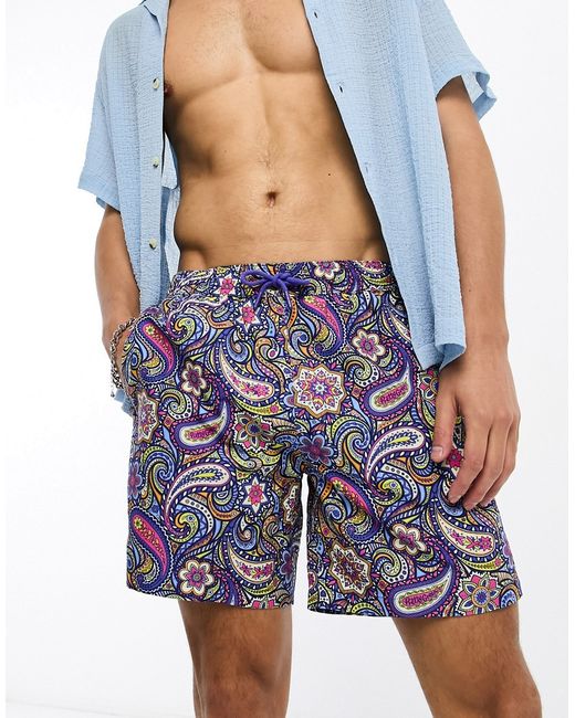 Pretty Green Festival paisley swim shorts with all over print