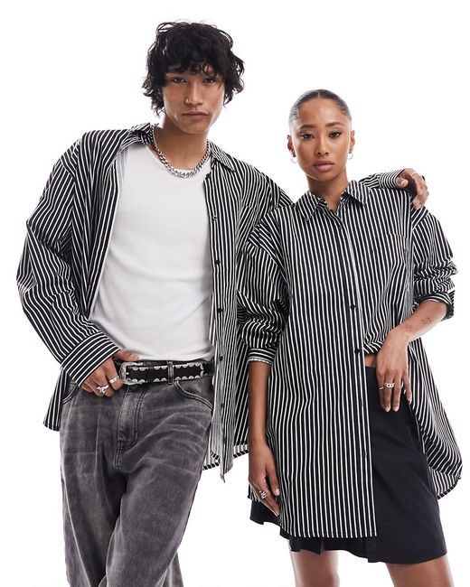 Collusion oversized shirt black and stripe-