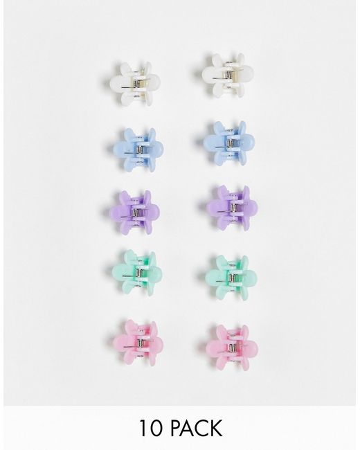 Monki 10 pack pastel floral hair clips