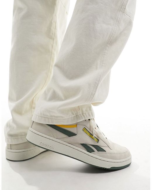 Reebok Club C Revenge sneakers chalk with green and yellow detail-