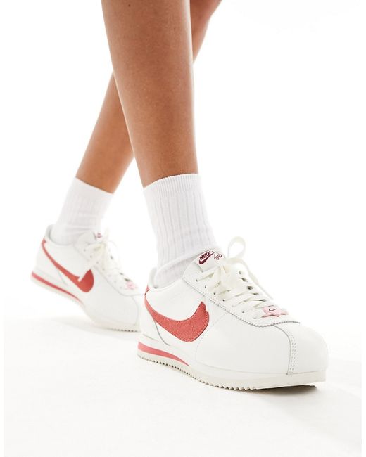 Nike Cortez leather sneakers white and red-