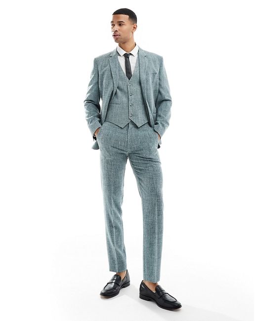 Asos Design wedding slim suit pants crosshatch