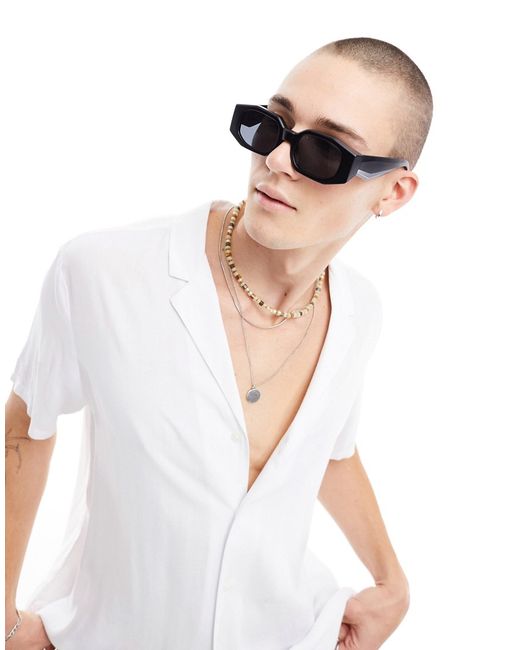 Asos Design chunky built up angled rectangle square sunglasses