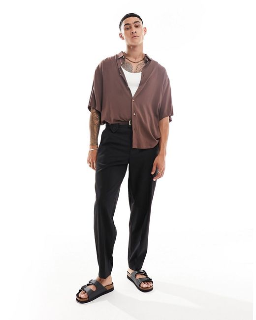 Asos Design smart oversized tapered pants with buttons