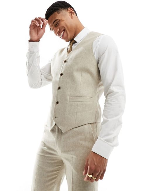 Asos Design slim suit vest wool mix texture