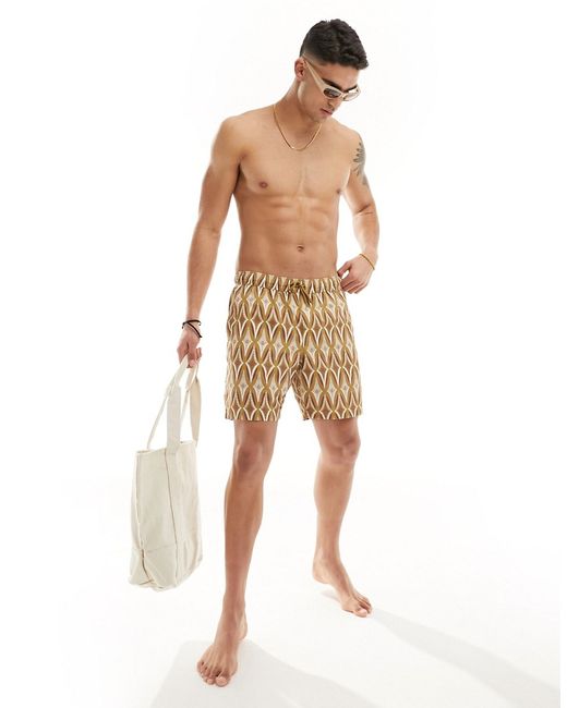 Asos Design swim shorts mid length geometric print