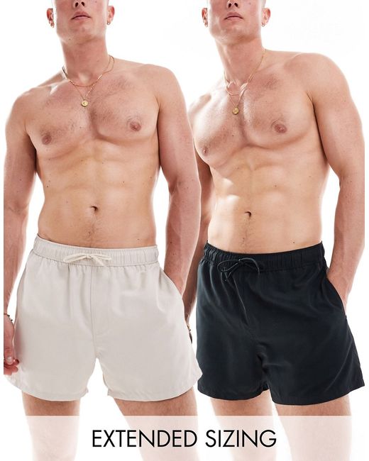 Asos Design 2 pack swim shorts short length black/ecru-