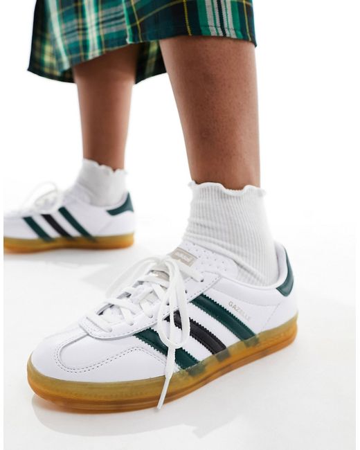 Adidas Originals Gazelle Indoor gum sole sneakers and green
