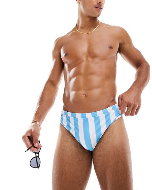 Asos Design swim briefs blue and white stripe-