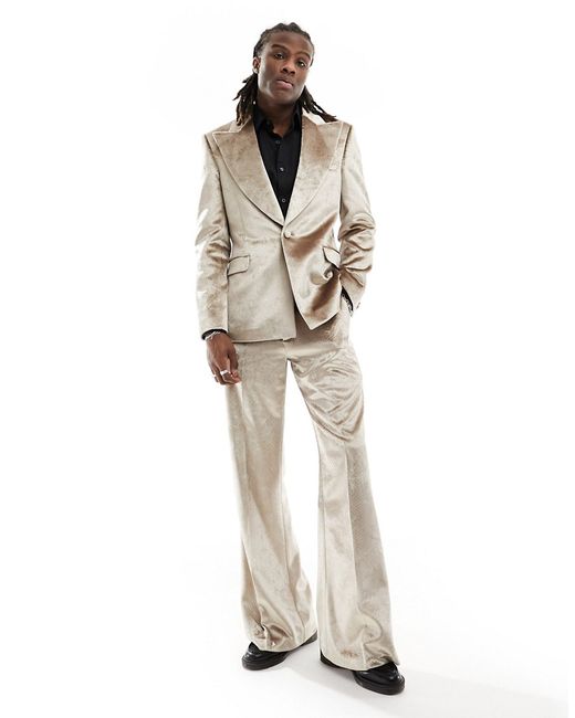 Asos Design skinny embossed velvet suit jacket with