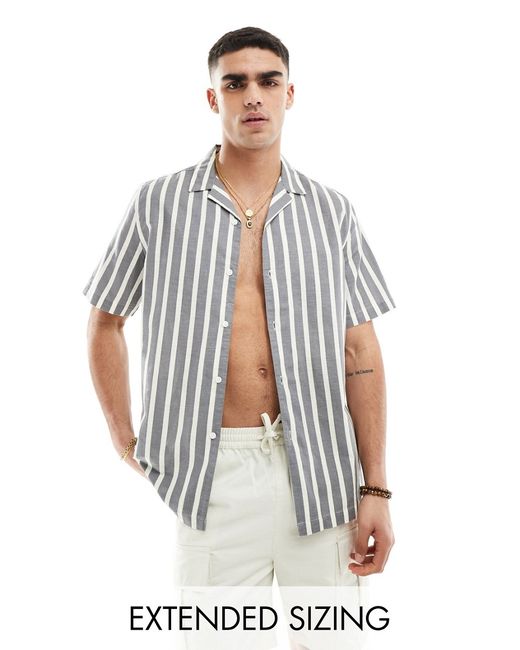 Asos Design relaxed camp collar striped shirt