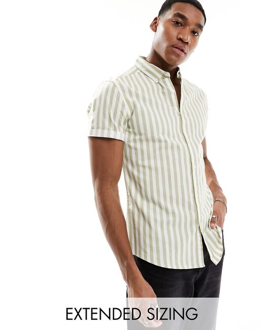 Asos Design stretch slim oxford stripe shirt