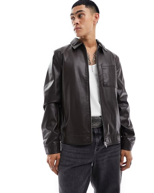 Asos Design faux leather harrington jacket