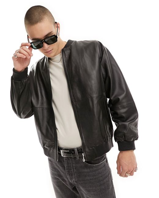 Asos Design faux leather bomber jacket