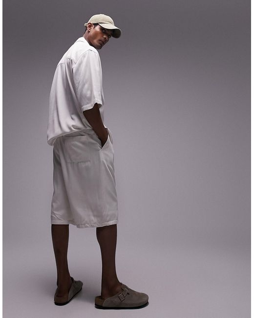 Topman longline textured shorts ecru part of a set-