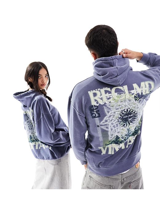 Reclaimed Vintage celestial graphic hoodie washed