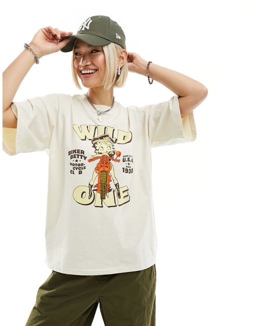 Daisy Street oversized t-shirt with wild Betty Boop graphic stone-