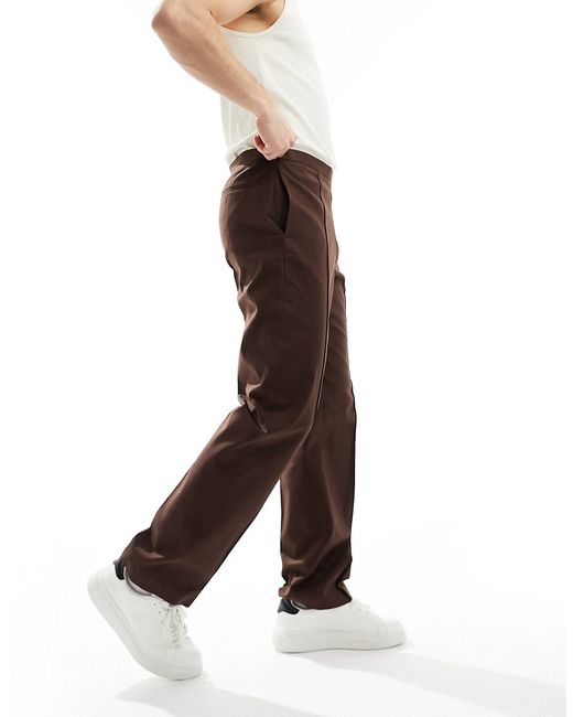Asos Design straight leg linen blend pants