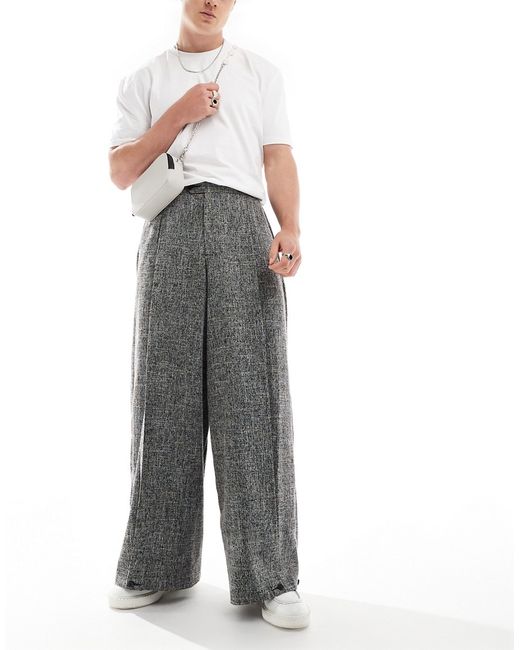 Asos Design smart extreme wide leg pants white textured fabric