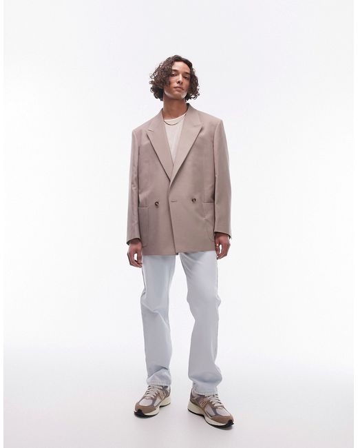 Topman boxy oversized suit jacket stone-