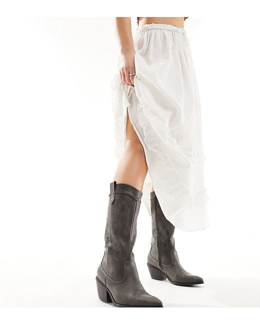 Glamorous Wide Fit western knee boots gray-
