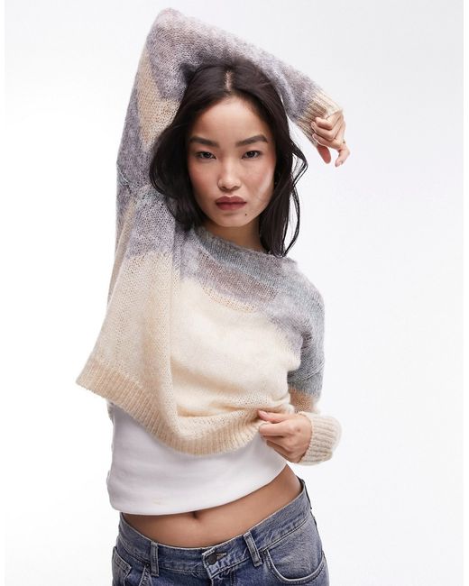 TopShop knitted sheer abstract sweater