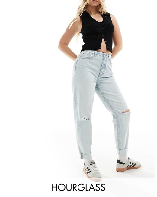 Asos Design Hourglass relaxed mom jeans light with rip