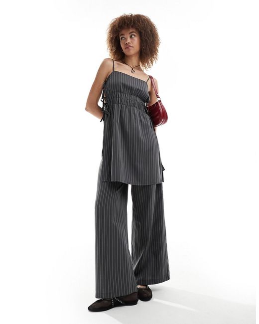 Reclaimed Vintage wide leg tailored pants pinstripe part of a set-