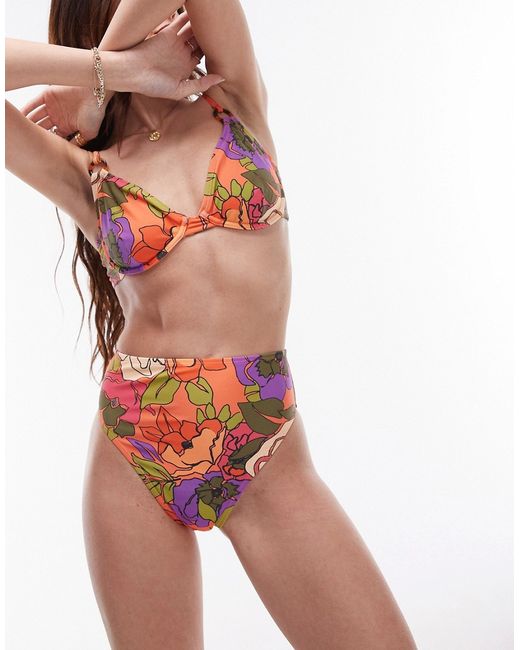TopShop high waist leg bikini bottoms abstract floral print-