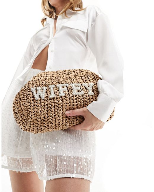South Beach bridal clutch bag with wifey pearl embellishment-