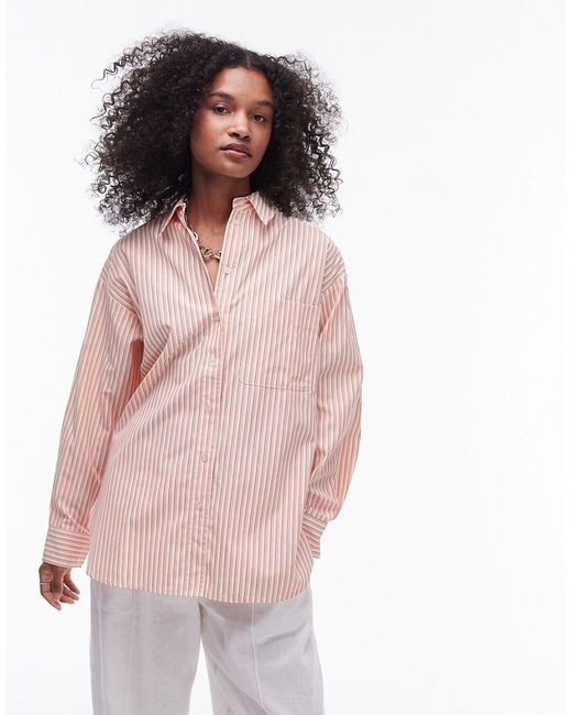 TopShop oversized stripe shirt red and cream-