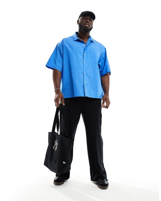Asos Design short sleeve boxy oversized poplin shirt