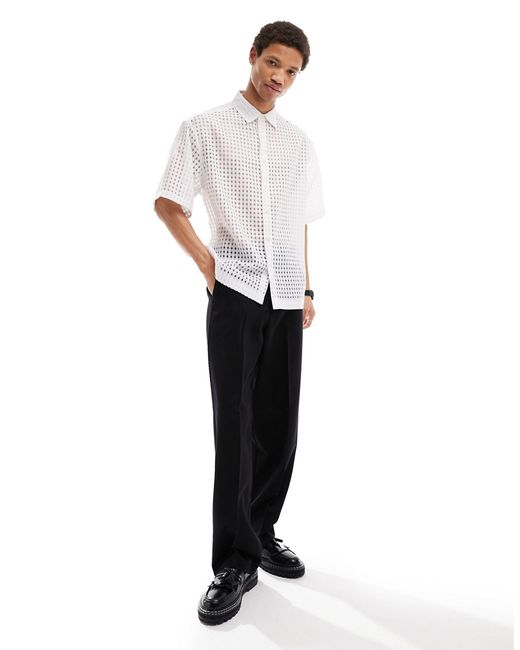 Asos Design short sleeve boxy oversized fit sheer gingham shirt