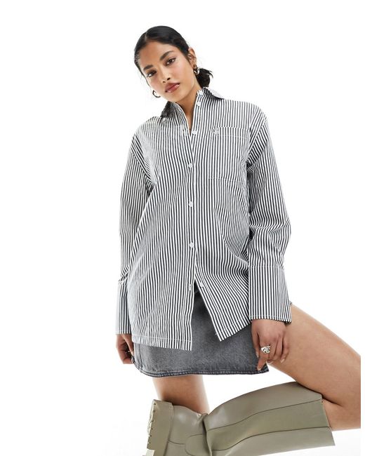 4th & Reckless oversized shirt black and white stripe-
